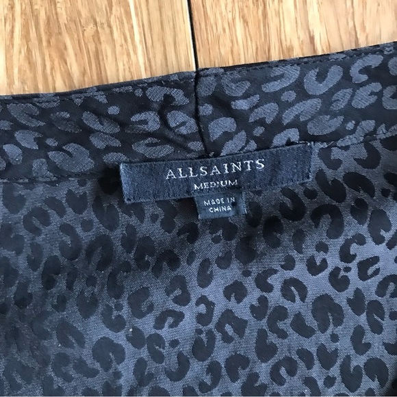 All Saints Animal Print Long Sleeve Mini Dress Asymmetrical Handkerchief Medium - Picture 7 of 7